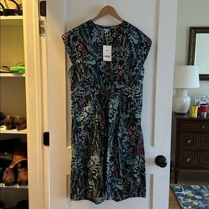 Karma Botanical Print Dress - Black and Green